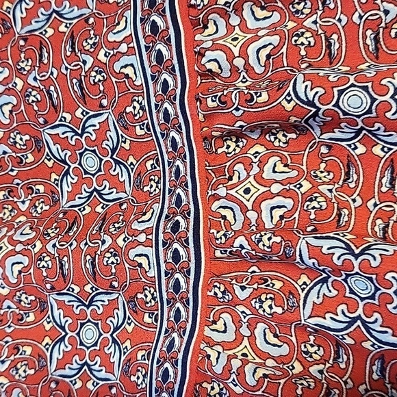 Max Studio Smocked On or Off Shoulder Red Print Tiered Boho Maxi Dress Size S - Picture 8 of 12